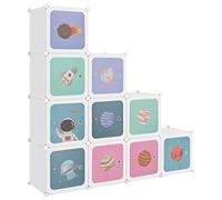vidaXL Estantería Infantil de Cubos con 10 Compartimentos Bebés Gabinete Organizador Repisa Almacenamiento Niños Juguetes Blanco PP
