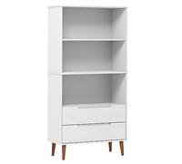 vidaXL Estantería Librería Almacenamiento Compartimentos Puertas Armario Sala de Estar Oficina Hogar de Madera Maciza de Pino Blanco