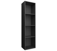 vidaXL Estantería Librería Convertible Mueble TV Estante Libros Vertical 4 Niveles Cubos Compartimentos Televisión Televisor Contrachapada Negro