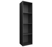 vidaXL Estantería Librería Convertible Mueble TV Estante Libros Vertical 4 Niveles Cubos Compartimentos Televisión Televisor Contrachapada Negro