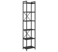 vidaXL Estantería Negra de Roble 40 x 30 x 188 cm, Hecha de Madera Compuesta y Acero. Es Multi Nivel, Tiene Pies Ajustables y es Ideal para Almacenamiento Interior. Su Estilo es Industrial, con un Ma