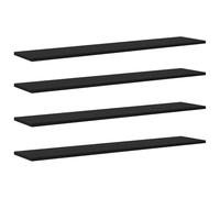 vidaXL Estantería Negro Roble 100 x 20 x 1.5cm - Set de 4 estanterías rectangulares Modernas de Madera compuesta. Almacenamiento Interior sin Necesidad de Montaje. Ideal para la Sala de Estar. Materi