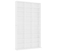 vidaXL Estantería para CD Aparador Armario Mueble Mostrador Organizador Almacenamiento Salón Casa Hogar Madera Contrachapada Blanco 102x16x177.5 cm
