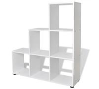 vidaXL Estantería para Libros Forma de Escalera 107 cm Blanca Estante Librería