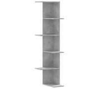 vidaXL Estantería Pared Esquina Madera Gris hormigón 36,5x36,5x140 cm, Estante de Esquina, Estante montado en la Pared, Estante de exhibición de Pared