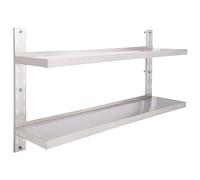 vidaXL Estantería Pared Flotante 2 Niveles Acero Inoxidable Casa Hogar Decoración Diseño Estilo Mueble Mobiliario Estante Librería Bricolaje 150x30 cm