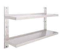 vidaXL Estantería Pared Flotante 2 Niveles Acero Inoxidable Casa Hogar Decoración Diseño Estilo Mueble Mobiliario Estante Librería Bricolaje 120x30 cm