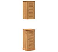 vidaXL Estantería y Unidad de Almacenamiento Vigo en Madera de Pino Sólido y Metal Marrón Miel, 37 x 34 x 80 cm, Diseño Rústico, Ideal para el Baño, con Puerta Amplia, Bisagras y Pomos.