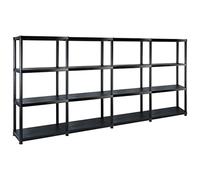 vidaXL Estanterías almacenaje 4 Niveles plástico Negro 244x30,5x130 cm