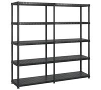 vidaXL Estanterías Almacenaje 5 Niveles Estante Muebles Mobiliario Soporte Adornos Exhibición Organizador Plástico Negro 183x45,7x185cm