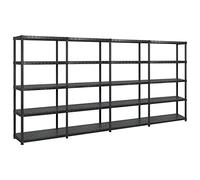 vidaXL Estanterías Almacenaje 5 Niveles Estante Muebles Mobiliario Soporte Adornos Exhibición Organizador Plástico Negro 366x45,7x185 cm