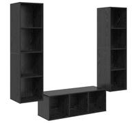 vidaXL Estanterías Cube de en Madera de ingeniería de Roble Negro, 37 x 142.5 cm. Diseño Modular para Montar en la Pared, Acabado Desgastado Interiores. Ideal como Organizador para la