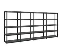 vidaXL Estanterías de Almacenaje 5 Niveles Estante Muebles Mobiliario Soporte Adornos Exhibición Organizador Plástico Negro 340x40x185cm