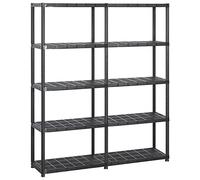 vidaXL Estanterías de Almacenaje 5 Niveles Estante Muebles Mobiliario Soporte Adornos Exhibición Organizador Plástico Negro 142x38x170cm