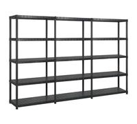 vidaXL Estanterías de Almacenaje 5 Niveles Estante Muebles Mobiliario Soporte Adornos Exhibición Organizador Plástico Negro 255x40x185cm