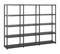vidaXL Estanterías de Almacenaje 5 Niveles Estante Muebles Mobiliario Soporte Adornos Exhibición Organizador Plástico Negro 213x38x170cm