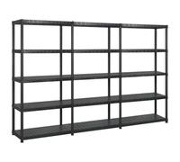 vidaXL Estanterías de almacenaje 5 Niveles plástico Negro 255x40x185cm