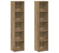 vidaXL Estanterías para CD 2 uds Madera Roble Artisan 21x16x93,5 cm