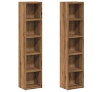 vidaXL Estanterías de CD 2 uds Madera Roble Artisan 21x16x93,5 cm, estantería, Estante para CD, Armario de CD, estantería para CD