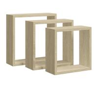 vidaXL Estanterías de Cubos de Pared Repisa Flotante Balda Estantería Salón Sala de Estar Exhibición Colgante Decoración 3 Piezas Color Roble Sonoma
