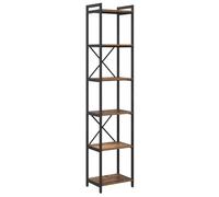 vidaXL Estanterías de Madera reciclada y Acero Negro, 40 x 30 x 188 cm. Librería Multi Niveles con pies Ajustables, de Estilo Industrial. Ideal para Interiores y con Mucho Espacio de Almacenamiento.