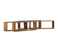 vidaXL Estante de Pared 4 pcs Madera Envejecida 80 x 15 x 26 cm, Estantería Rectangular Moderna, solución de Almacenamiento de Madera, Sala y decoración
