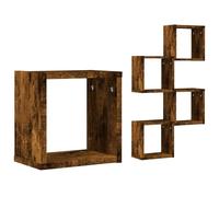 vidaXL Estanterías de Pared, 4 Piezas de Madera Engineered en Roble Ahumado, 26 x 15 x 26 cm. Tienen un diseño Moderno Que Ahorra Espacio y Son fáciles de Instalar. Son Solo para Interiores y Perfec