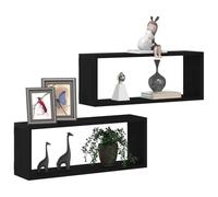 vidaXL Estanterías de Pared Montada en la Pared 2 uds. Roble Negro | Ideal para espacios pequeños, Un look moderno que va con cualquier decoración, Fabricado con madera ingenierizada duradera