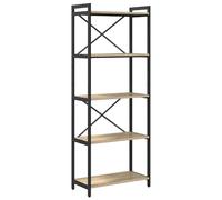 vidaXL Estanterías de Roble Sonoma 60 x 30 x 153 cm, librero Independiente Ajustable de Madera contrachapada y Acero, Estilo Industrial con Estructura en Cruz, Gran Capacidad de Almacenamiento y Pata