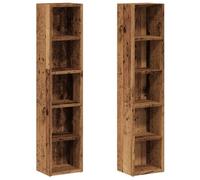 vidaXL Estanterías para CD 2 uds Madera Envejecida 21x16x93,5 cm, estantería, Estante para CD, Armario de CD, estantería para CD