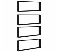vidaXL Estantes cúbicos de Pared 4 uds Roble Negro 100x15x30 cm
