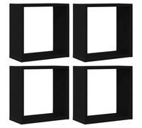 vidaXL Estantes cúbicos de Pared 4 uds Roble Negro 30x15x30 cm