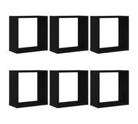 vidaXL Estantes cúbicos de Pared 6 uds Roble Negro 30x15x30 cm