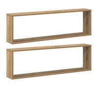 Estantes cubo de pared 2 uds madera roble artisan 100x15x30 cm