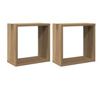 vidaXL Estantes Cubo de Pared 2 uds Madera Roble Artisan 30x15x30 cm, estantería de Pared, estantería Flotante, Armario de Pared, Estante de Pared