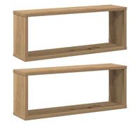 vidaXL Estantes cubo de pared 2 uds Madera Roble Artisan 60x15x23 cm
