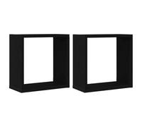 vidaXL Estantes Cubo de Pared 2 uds Madera Roble Negro 30x15x30 cm