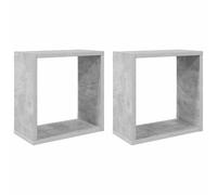 vidaXL 2X Estante Cubo Pared Estantería Colgante CD Libros Coleccionables Fotos Premios Adornos Decoración Librerías Hogar Gris Hormigón 30x15x30 cm
