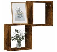 vidaXL Estantes Cubo de Pared 2 Unidades Roble Ahumado 30x15x30 cm, estantería de Pared, estantería Flotante, Armario de Pared, Estante de Pared