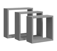 vidaXL Estantería de cubos para pared 3 piezas colgante para libros y CDs, gris