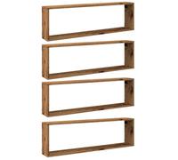 Estantes Cubo De Pared 4 Uds Madera Envejecida 100x15x30 Cm Vidaxl