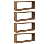 vidaXL Estantes Cubo de Pared 4 uds Madera Envejecida 60x15x23 cm, estantería de Pared, estantería Flotante, Armario de Pared, Estante de Pared
