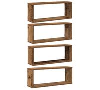 vidaXL Estantes Cubo de Pared 4 uds Madera Envejecida 60x15x23 cm, estantería de Pared, estantería Flotante, Armario de Pared, Estante de Pared