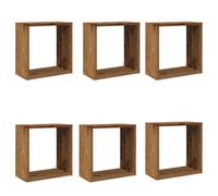 vidaXL Estantes Cubo de Pared 6 uds Madera Envejecida 30x15x30 cm, estantería de Pared, estantería Flotante, Armario de Pared, Estante de Pared