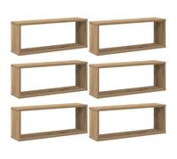 vidaXL Estantes Cubo de Pared 6 uds Madera Roble Artisan 60x15x23 cm, estantería de Pared, estantería Flotante, Armario de Pared, Estante de Pared
