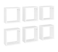 vidaXL Estantería de pared 6 cubos colgante de contrachapada para CD y libros Blanco 30x15x30 cm