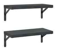 vidaXL Estantes de Pared 2 uds Acero Inoxidable Negro 50x23,5 cm, Estante Flotante, Estante Flotante de Pared, Estante de Cuarto de Servicio