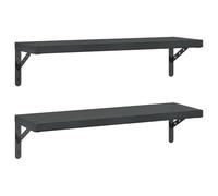 vidaXL Estantes de Pared 2 uds Acero Inoxidable Negro 75x23,5 cm, Estante Flotante, Estante Flotante de Pared, Estante de Cuarto de Servicio