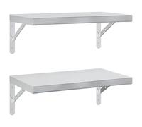 vidaXL Estantes de Pared 2 uds Acero Inoxidable Plateado 50x30 cm, Estante Flotante, Estante Flotante de Pared, Estante de Cuarto de Servicio