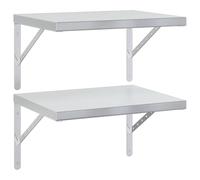 vidaXL Estantes de Pared 2 uds Acero Inoxidable Plateado 50x40 cm, Estante Flotante, Estante Flotante de Pared, Estante de Cuarto de Servicio